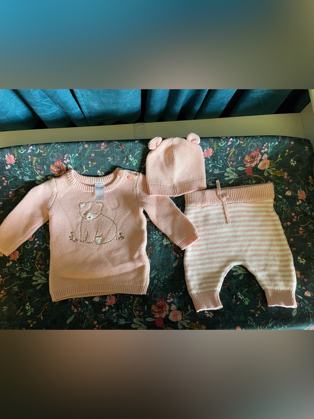 Carters Fall pink and white Sweater Sets